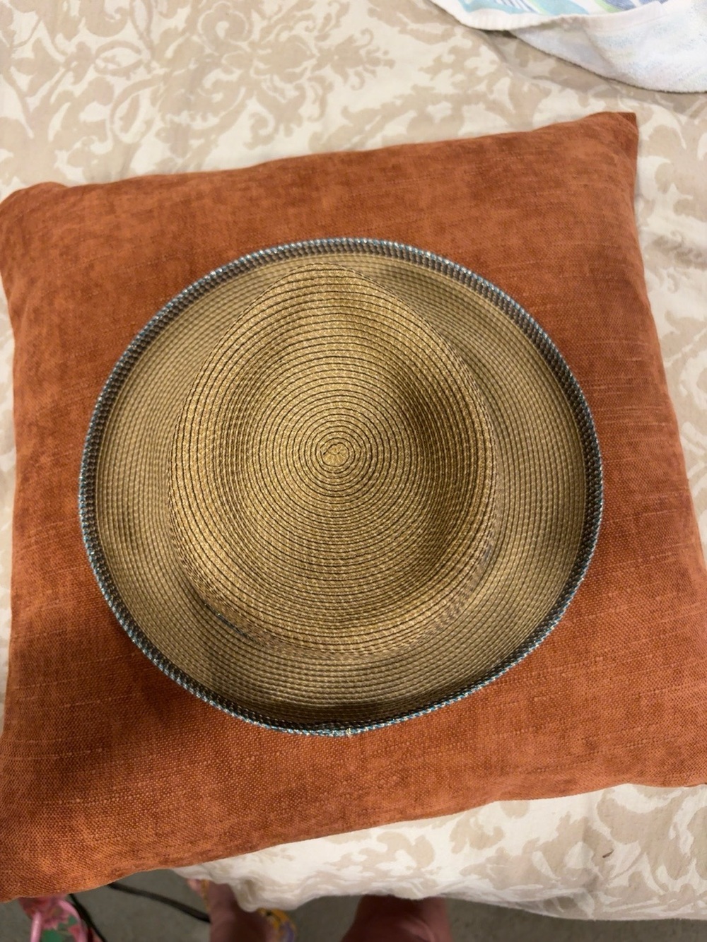 Eric Javits New York Woven Fedora Hat Brown Turquoise Packable - Picture 8 of 10